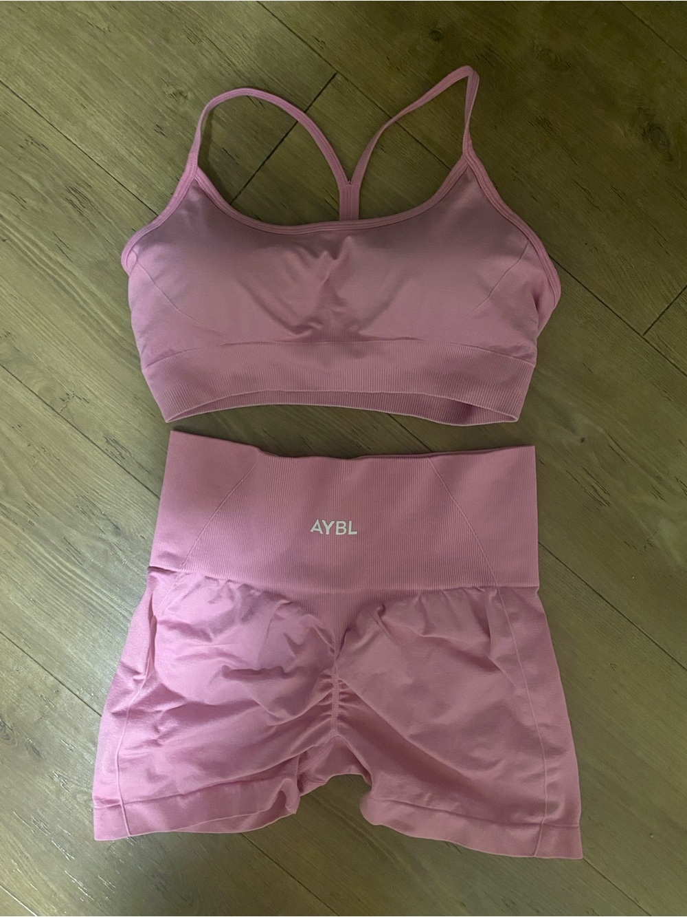 AYBL Barbie Pink Sports Bra with High-Waist Scrunch Shorts - Picture 1 of 2